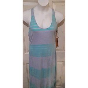 Racerback T shirt Dress,Maxi, Colorfast Apparel, Striped Green Gray, Sz M